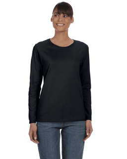 Sample of Gildan G540L - Ladies' 5.3 oz. Long-Sleeve T-Shirt in BLACK from side front