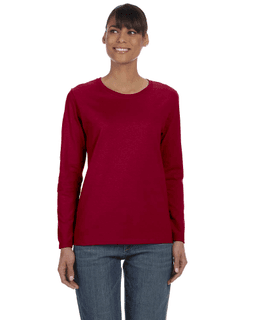 Sample of Gildan G540L - Ladies' 5.3 oz. Long-Sleeve T-Shirt in CARDINAL RED from side front