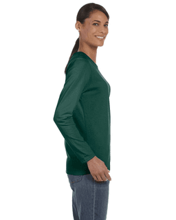 Sample of Gildan G540L - Ladies' 5.3 oz. Long-Sleeve T-Shirt in FOREST GREEN from side sleeveleft