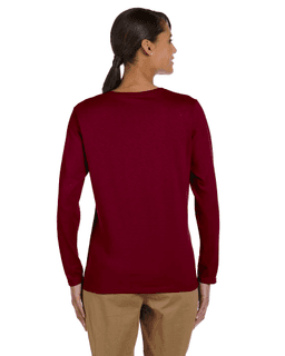 Sample of Gildan G540L - Ladies' 5.3 oz. Long-Sleeve T-Shirt in GARNET from side back