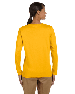 Sample of Gildan G540L - Ladies' 5.3 oz. Long-Sleeve T-Shirt in GOLD from side back