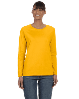 Sample of Gildan G540L - Ladies' 5.3 oz. Long-Sleeve T-Shirt in GOLD from side front