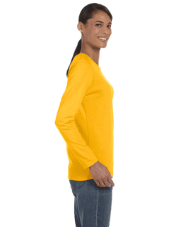 Sample of Gildan G540L - Ladies' 5.3 oz. Long-Sleeve T-Shirt in GOLD from side sleeveleft