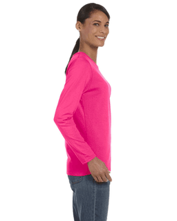 Sample of Gildan G540L - Ladies' 5.3 oz. Long-Sleeve T-Shirt in HELICONIA from side sleeveleft