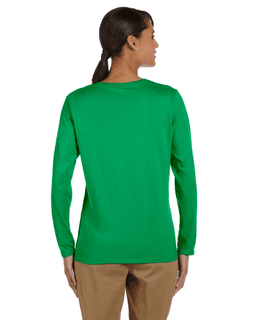 Sample of Gildan G540L - Ladies' 5.3 oz. Long-Sleeve T-Shirt in IRISH GREEN from side back