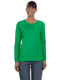 Sample of Gildan G540L - Ladies' 5.3 oz. Long-Sleeve T-Shirt in IRISH GREEN from side front