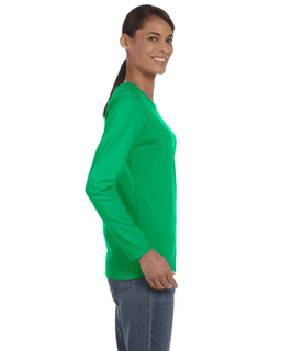 Sample of Gildan G540L - Ladies' 5.3 oz. Long-Sleeve T-Shirt in IRISH GREEN from side sleeveleft