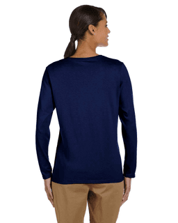 Sample of Gildan G540L - Ladies' 5.3 oz. Long-Sleeve T-Shirt in NAVY from side back