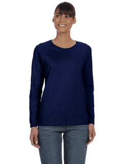 Sample of Gildan G540L - Ladies' 5.3 oz. Long-Sleeve T-Shirt in NAVY from side front