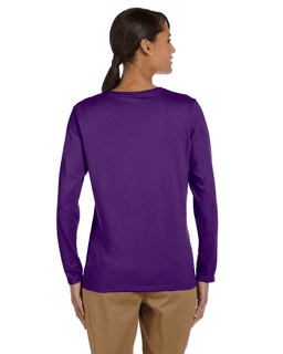 Sample of Gildan G540L - Ladies' 5.3 oz. Long-Sleeve T-Shirt in PURPLE from side back