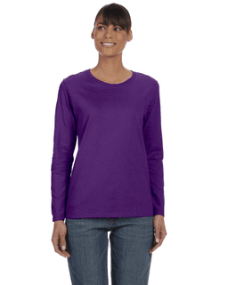 Sample of Gildan G540L - Ladies' 5.3 oz. Long-Sleeve T-Shirt in PURPLE from side front