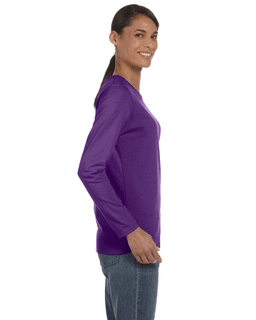 Sample of Gildan G540L - Ladies' 5.3 oz. Long-Sleeve T-Shirt in PURPLE from side sleeveleft