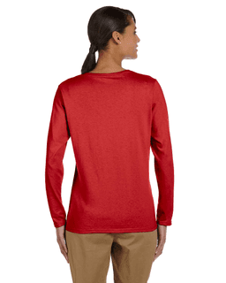 Sample of Gildan G540L - Ladies' 5.3 oz. Long-Sleeve T-Shirt in RED from side back