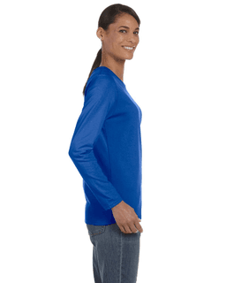 Sample of Gildan G540L - Ladies' 5.3 oz. Long-Sleeve T-Shirt in ROYAL from side sleeveleft