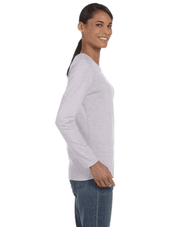 Sample of Gildan G540L - Ladies' 5.3 oz. Long-Sleeve T-Shirt in SPORT GREY from side sleeveleft