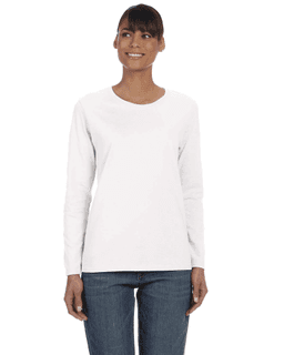 Sample of Gildan G540L - Ladies' 5.3 oz. Long-Sleeve T-Shirt in WHITE from side front