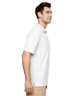 Sample of Gildan G728 - Adult DryBlend 6.3 oz. Double Pique Polo in WHITE from side sleeveleft