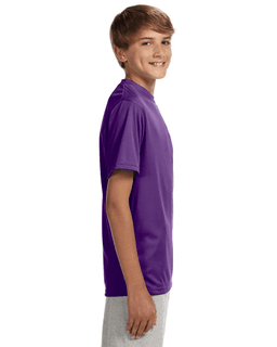 Sample of A4 NB3142 Youth Short-Sleeve Cooling Performance Crew in PURPLE from side sleeveleft