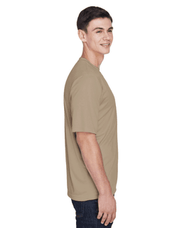 Sample of Team 365 TT11 - Men's Zone Performance T-Shirt in DESERT KHAKI from side sleeveleft