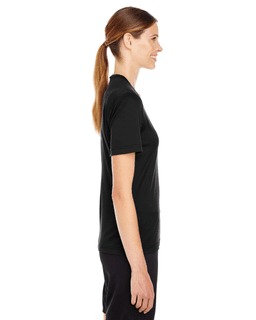 Sample of Team 365 TT11W - Ladies' Zone Performance T-Shirt in BLACK from side sleeveleft