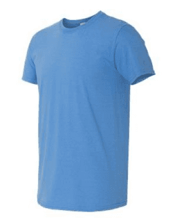 Sample of SoftStyle T-Shirt in Iris from side sleeveleft