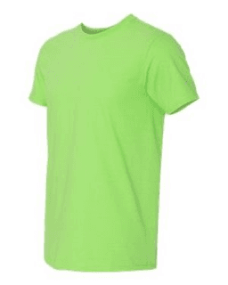 Sample of SoftStyle T-Shirt in Lime from side sleeveleft