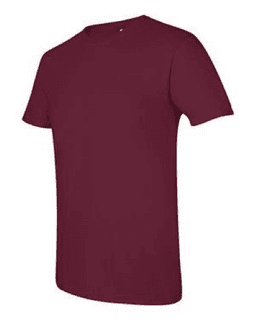 Sample of SoftStyle T-Shirt in Maroon from side sleeveleft