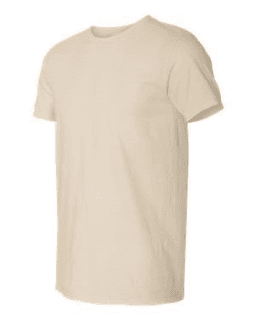 Sample of SoftStyle T-Shirt in Natural from side sleeveleft