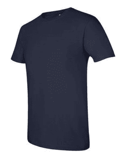 Sample of SoftStyle T-Shirt in Navy from side sleeveleft