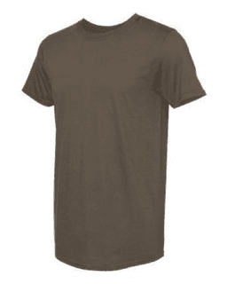 Sample of SoftStyle T-Shirt in Olive from side sleeveleft