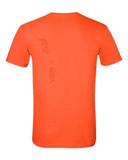 Sample of SoftStyle T-Shirt in Orange from side back