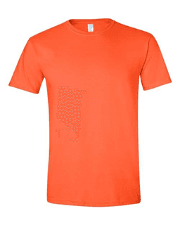 Sample of SoftStyle T-Shirt in Orange from side front