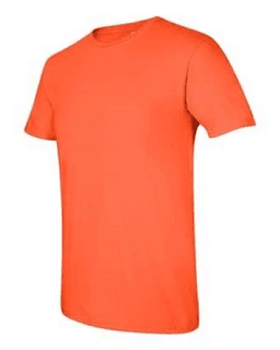 Sample of SoftStyle T-Shirt in Orange from side sleeveleft