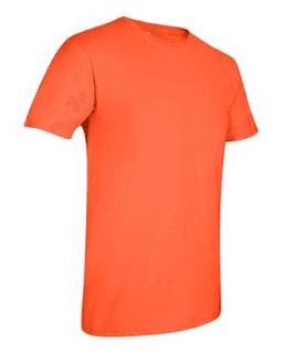 Sample of SoftStyle T-Shirt in Orange from side sleeveright