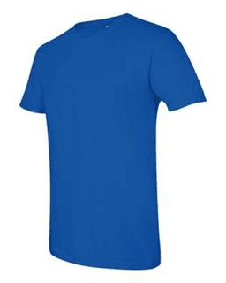 Sample of SoftStyle T-Shirt in Royal from side sleeveleft