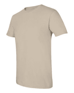 Sample of SoftStyle T-Shirt in Sand from side sleeveleft