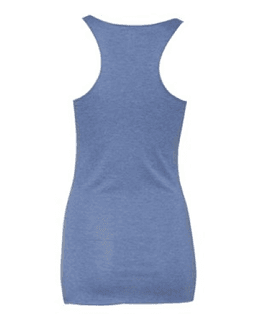 Sample of Women's Triblend Racerback Tank in Blue Triblend from side back