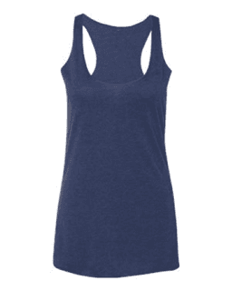 Sample of Women's Triblend Racerback Tank in Navy Triblend from side front