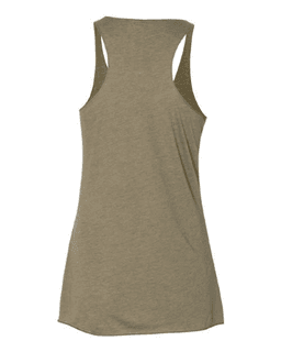 Sample of Women's Triblend Racerback Tank in Olive Triblend from side back