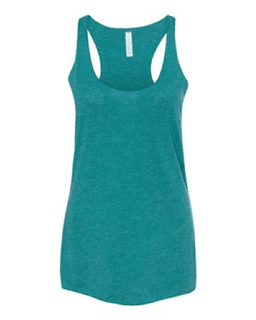 Sample of Women's Triblend Racerback Tank in Teal Triblend from side front