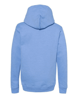 Sample of ComfortBlend EcoSmart Youth Hooded Sweatshirt in Carolina Blue from side back