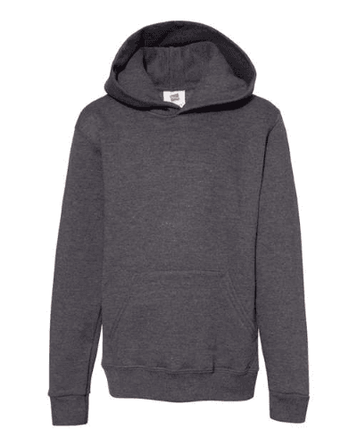 Sample of ComfortBlend EcoSmart Youth Hooded Sweatshirt in Charcoal Heather style