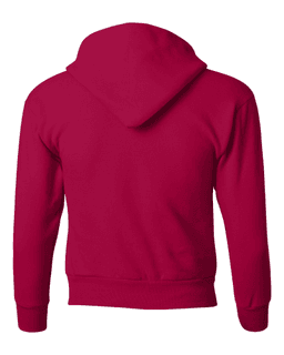 Sample of ComfortBlend EcoSmart Youth Hooded Sweatshirt in Deep Red from side back