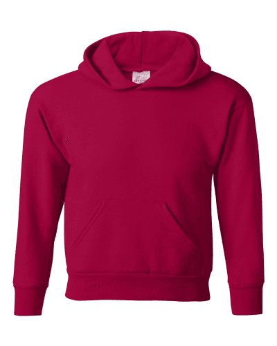 Sample of ComfortBlend EcoSmart Youth Hooded Sweatshirt in Deep Red style