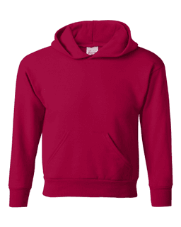 Sample of ComfortBlend EcoSmart Youth Hooded Sweatshirt in Deep Red from side front