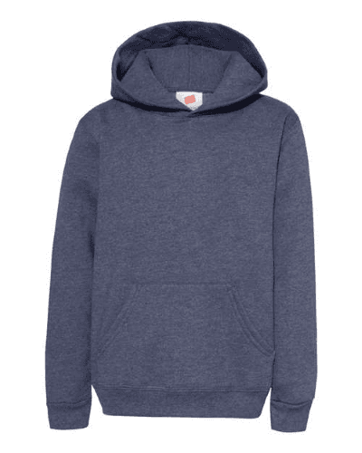 Sample of ComfortBlend EcoSmart Youth Hooded Sweatshirt in Heather Navy style