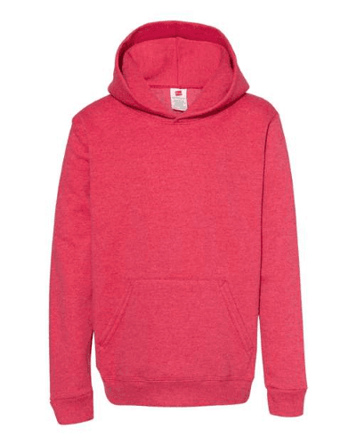 Sample of ComfortBlend EcoSmart Youth Hooded Sweatshirt in Heather Red style