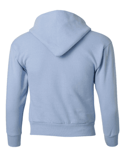 Sample of ComfortBlend EcoSmart Youth Hooded Sweatshirt in Light Blue from side back