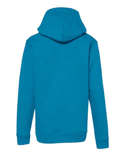 Sample of ComfortBlend EcoSmart Youth Hooded Sweatshirt in Teal from side back