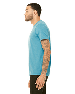 Sample of Canvas 3001 - Unisex Jersey Short-Sleeve T-Shirt in HEATHER AQUA from side sleeveleft